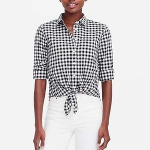 J.Crew Factory printed tie waist shirt